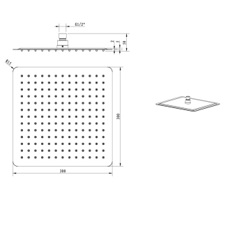 SLIM hlavová sprcha, 300x300x60mm, čierna mat/nerez SL101