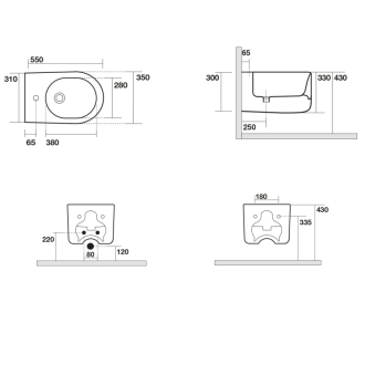 NOLITA bidet závesný 35x33x55cm, čierna mat 532531