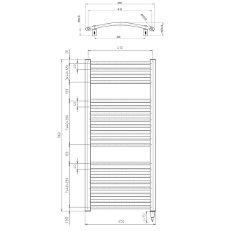 ORBIT-E elektrické vykurovacie teleso oblé 450x960 mm, 300W, biela ILEO94T