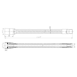 Sprchová hadica pre výsuvné sprchy z vane, F1/2&#39;- M3/8&#39;, 175 cm, chróm FLE16