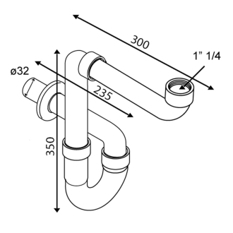 HANDICAP umývadlový sifón šetriaci miesto 5/4&quot; odpad 32 mm, chróm 126.013.5H