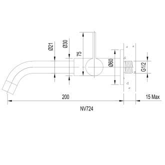 TORI nástenný ventil, 1/2&#39;, chróm NV724