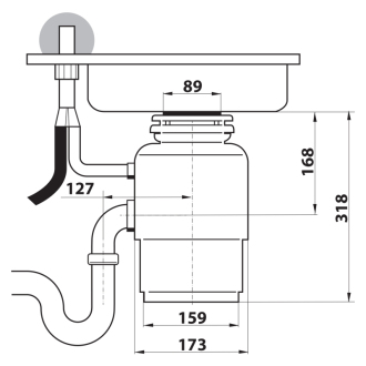 IN SINK drezový drvič kuchynského odpadu, 230V, 380W, pneu. spínač MODEL56