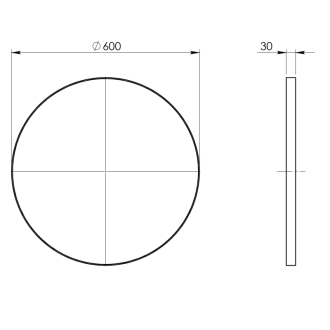 Zrkadlo okrúhle priemer 60cm, plast ABS, čierna matná 6000