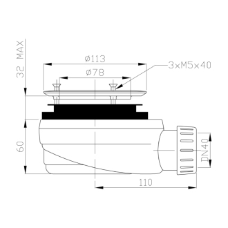 GELCO vaničkový sifón, priemer otvoru 90 mm, DN40, nízky, pre vaničky s krytom