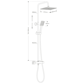 Aqualine TALIA sprchový stĺp s termostatickou batériou, chróm SL440