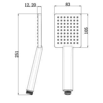Ručná sprcha, 251mm, hranatá, ABS/chróm 1204-17