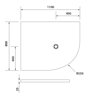 FLEXIA vanička z liateho mramoru štvrťkruh, s možnosťou úpravy rozmeru, 110x80x3cm, R550, ľavá