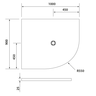 FLEXIA vanička z liateho mramoru štvrťkruh, s možnosťou úpravy rozmeru, 100x90x3cm, R550, ľavá