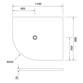 FLEXIA vanička z liateho mramoru štvrťkruh, s možnosťou úpravy rozmeru, 110x90x3cm, R550, pravá