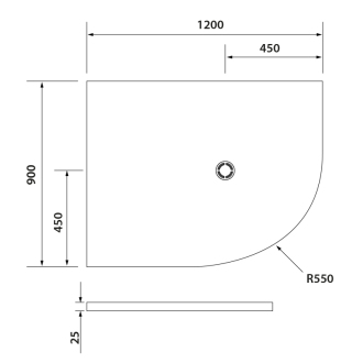 FLEXIA vanička z liateho mramoru štvrťkruh, s možnosťou úpravy rozmeru, 120x90x3cm, R550, ľavá