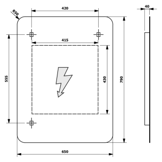 SENFINECO zrkadlo 650x790mm, LED 3D efekt SF115