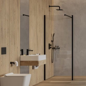 Omnires MARINA MA9030BLTR Walk-in s bočnou stenou 90x30, matná čierna
