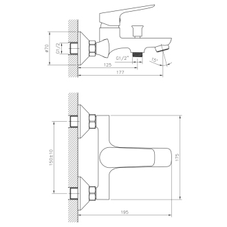 SCHMITZ nástenná vaňová batéria, rozteč 150mm, chróm 863.010.1