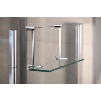 Závesná sklenená polička na sprchovú zástenu 400x180x125mm, chróm 1301-15