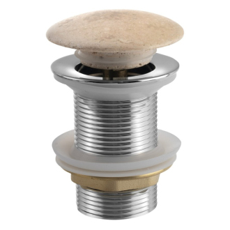 BLOK umývadlová výpusť 5/4“, click-clack, zátka leštený béžový travertín 2401-901