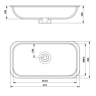 IMPALA umývadlo pod dosku 672x166x355mm, Rockstone, biela mat IM630