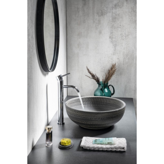 PRIORI keramické umývadlo, priemer 41 cm, 15 cm, sivá so vzorom PI024