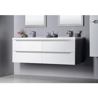 WAVE dvojumývadlová skrinka 149,7x50x47,8cm, biela/dub strieborný (WA152) WA150-3011