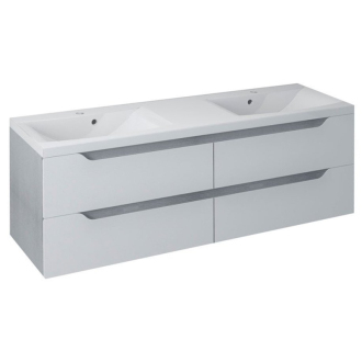 WAVE dvojumývadlová skrinka 149,7x50x47,8cm, biela/dub strieborný (WA152) WA150-3011