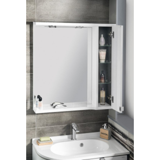 PULSE galerka s LED osvetlením 2 x 3W, 75x80x17 cm, pravá, biela/antracit (PU078P)