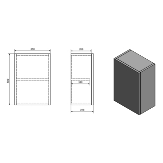 TREOS skrinka horná dvierková 35x50x22cm, pravá/ľavá, biela mat (TS040) TS040-3131