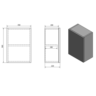 TREOS skrinka horná dvierková 35x50x22cm, pravá/ľavá, dub Polar (TS042) TS040-1010