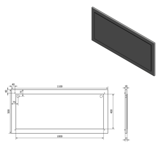 TREOS zrkadlo v ráme 1100x500x28mm, dub Polar (TS102) TS100-1010
