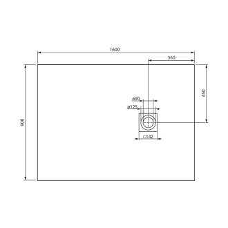 MITIA sprchová vanička z liateho mramoru, obdĺžnik 160x90x3 cm, sivá PMS16090