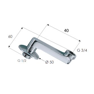 Excentr s chrómovou krycou ružicou za batériu 1/2&quot; x 3/4&quot; - 100(150)mm, ks 83298