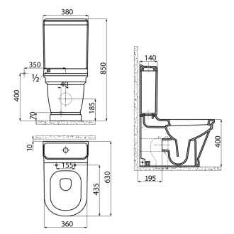 ANTIK WC kombi, spodný/zadný odpad, biela WCSET08-ANTIK