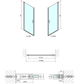 ZOOM LINE sprchové dvere 800mm, číre sklo ZL1280