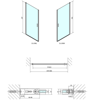 ZOOM LINE sprchové dvere 900mm, číre sklo ZL1290