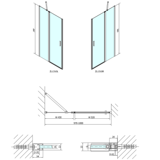 ZOOM LINE sprchové dvere 1000mm, číre sklo ZL1310