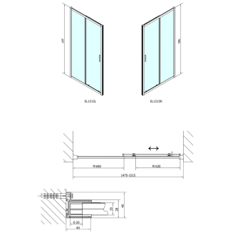 EASY LINE sprchové dvere 1500mm, číre sklo EL1515