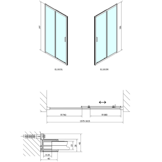 EASY LINE sprchové dvere 1600mm, číre sklo EL1815