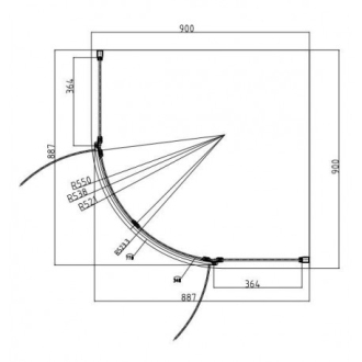 Omnires MANHATTAN ADF94XLUX-TCRTR Sprchovací kút štvrťkruh 90x90, chróm