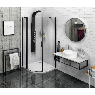 ZOOM LINE BLACK štvrťkruhová sprchová zástena 900x900mm, číre sklo, ľavá ZL2615BL