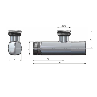 ARCO rohový ventil A-80 1/2&quot;x3/8&quot;, anticalc, čierna 202511