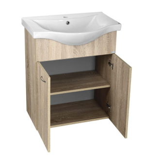Aqualine KERAMIA FRESH umývadlová skrinka 60,6x74x34 cm, dub platín 50065