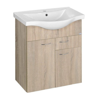 Aqualine KERAMIA FRESH umývadlová skrinka, 1 zásuvka, 60,6x74x34 cm, dub platín 50066