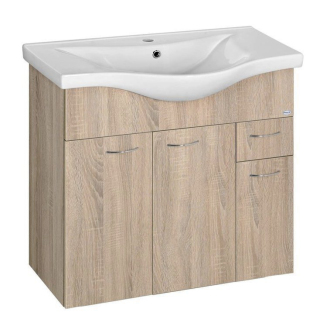 Aqualine KERAMIA FRESH umývadlová skrinka 74,5x74x34,7cm, dub platín 50083