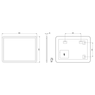 NYX zrkadlo s LED osvetlením 600x800mm NY060