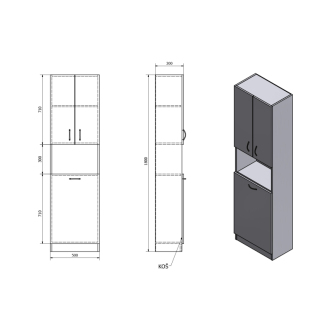 Aqualine SIMPLEX ECO vysoká skrinka s košom 50x180x30cm SIME510