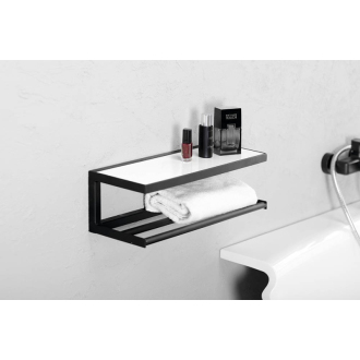 SKA nástenná polica 450x140x160mm, čierna mat s bielou MDF doskou SKA401