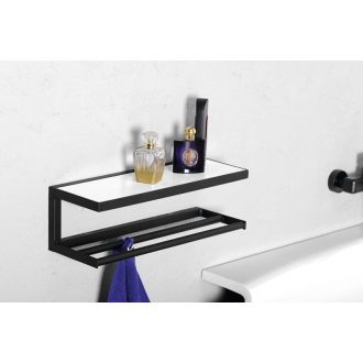 SKA nástenná polica 450x140x160mm, čierna mat s bielou MDF doskou SKA401