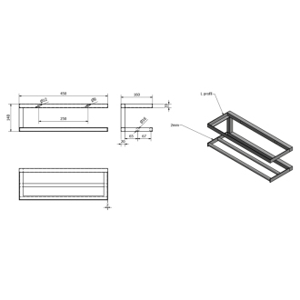 SKA nástenná polica 450x140x160mm, biela mat s bielou MDF doskou SKA411