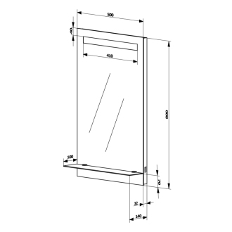 Aqualine LED podsvietené zrkadlo 50x80cm, sklenená polička, kolískový vypínač ATH52