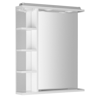 KORIN zrkadlo s LED osvetlením, zásuvkou a poličkami 60x70x12cm KO377
