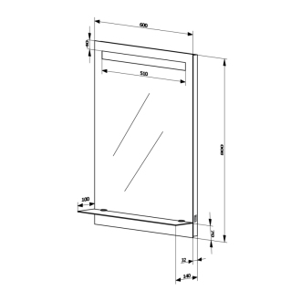 Aqualine LED podsvietené zrkadlo 60x80cm, sklenená polička, kolískový vypínač ATH53